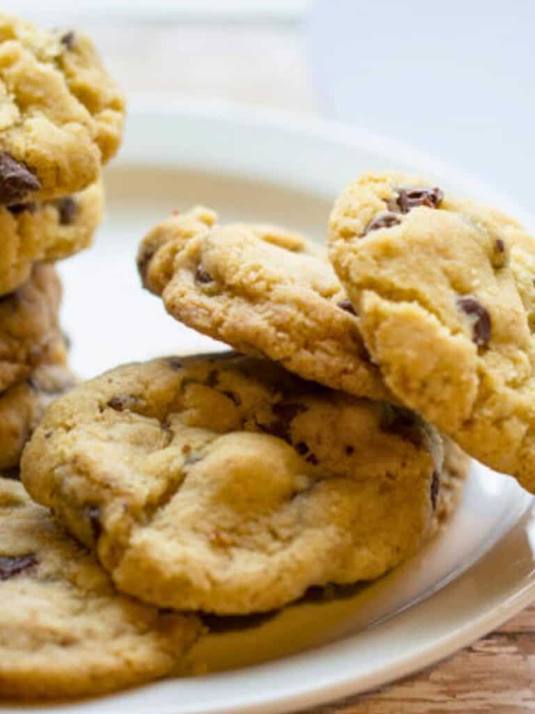 vegan chocolate chip cookies on a plate