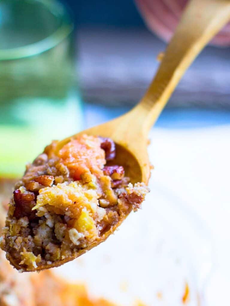 a spoonful of sweet potato casserole