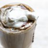peanut butter fudge protein shake in a glass
