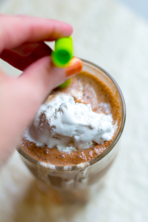 peanut butter fudge protein shake by cindy newland with intentionally eat