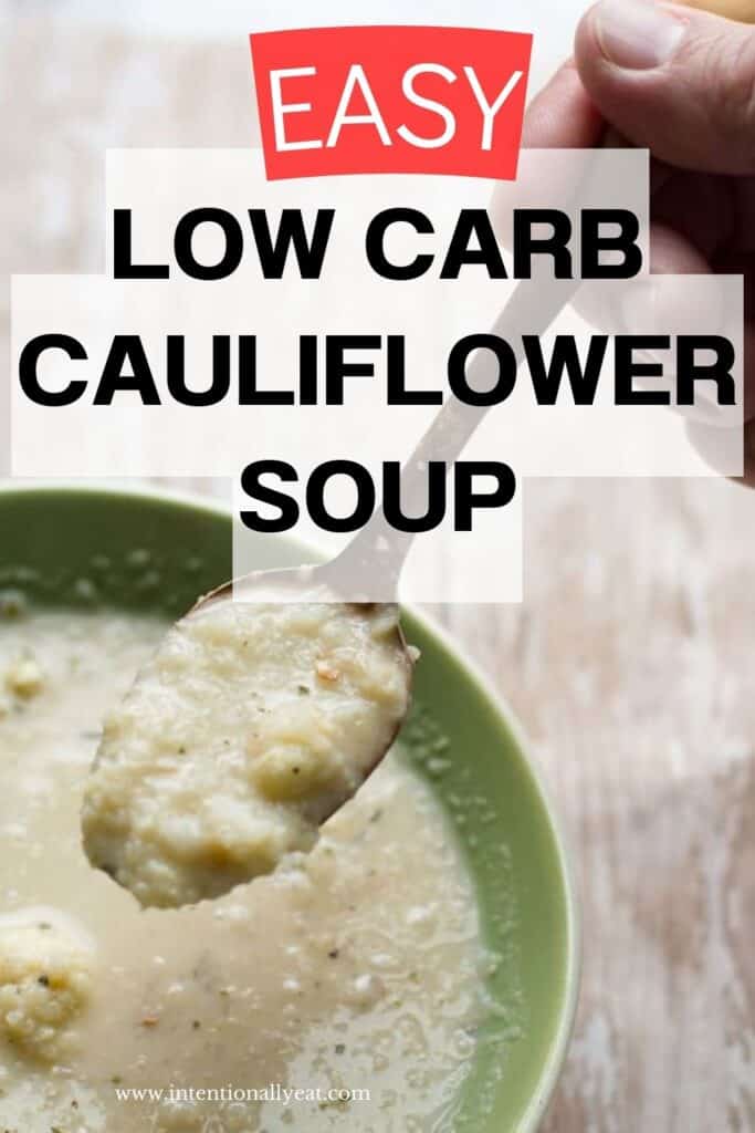 low carb cauliflower soup recipe pin for pinterest