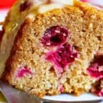 a slice of cranberry vegan Christmas Cake