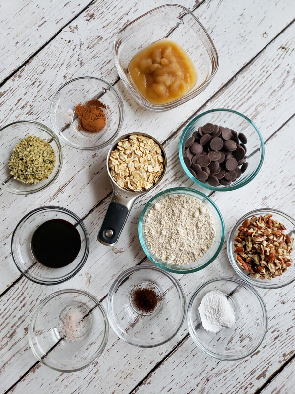 image of ingredients in vegan oatmeal chocolate chip cookies
