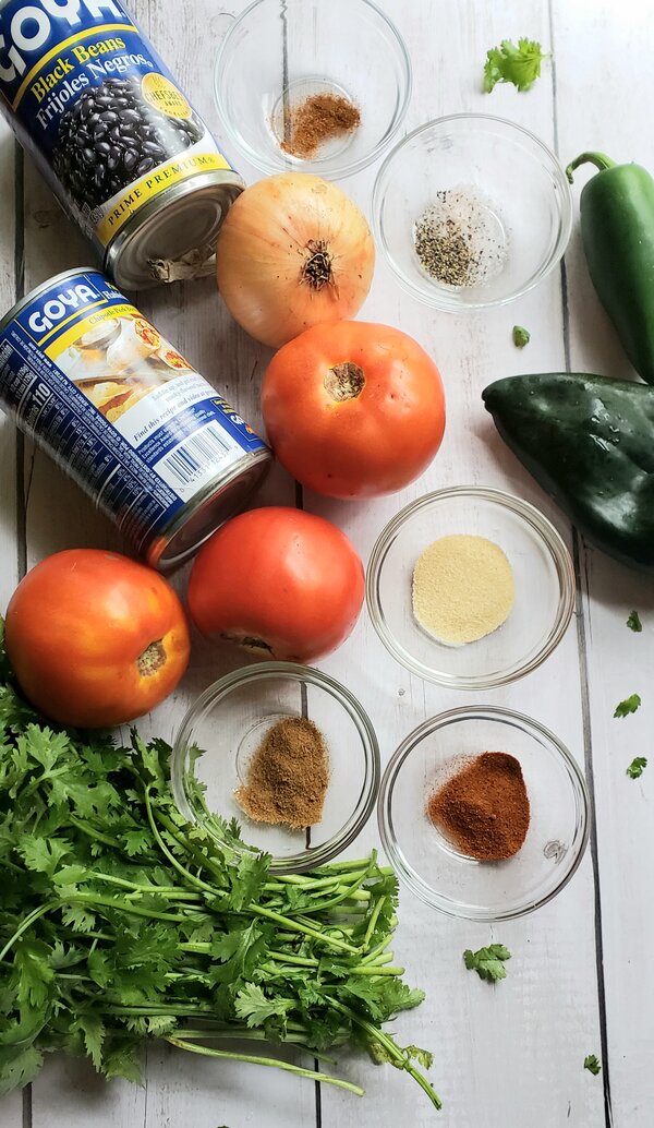 ingredients for vegan black bean soup recipe