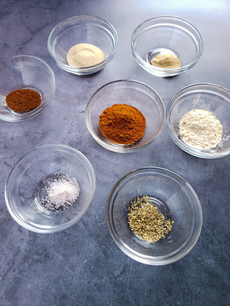 spices in small glass bowls