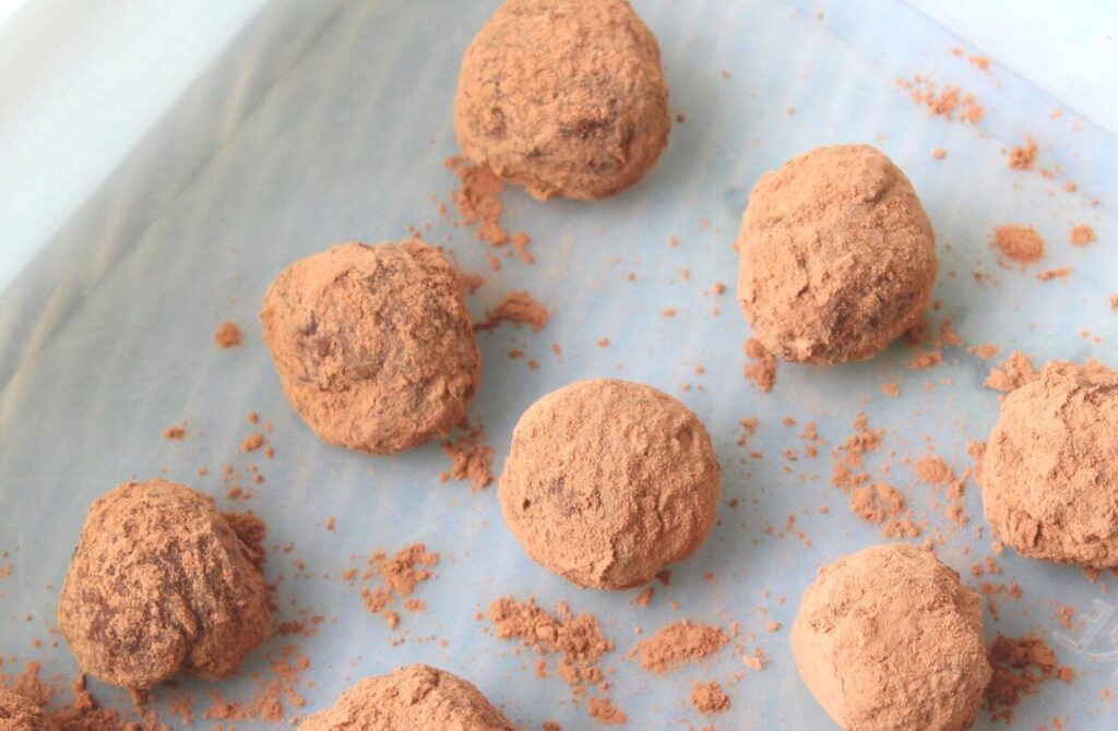 chocolate truffles on parchment paper