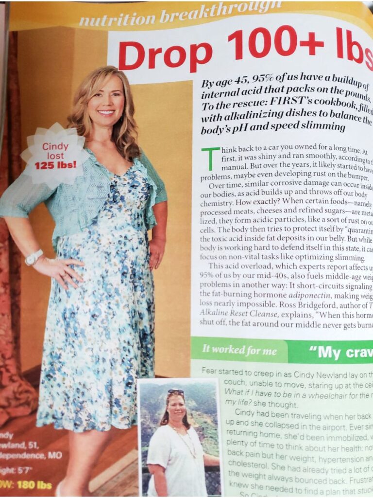 Cindy Newland in weight loss article in First for Women magazine