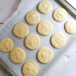simple vegan cookies on a parchment lined cookie sheet