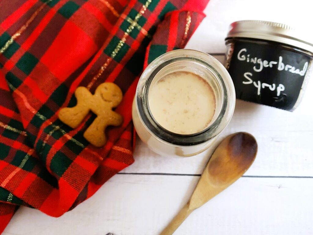 gingerbread coffee creamer with gingerbread syrup and gingerbread man