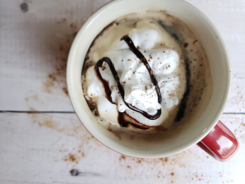 gingerbread latte in a red mug