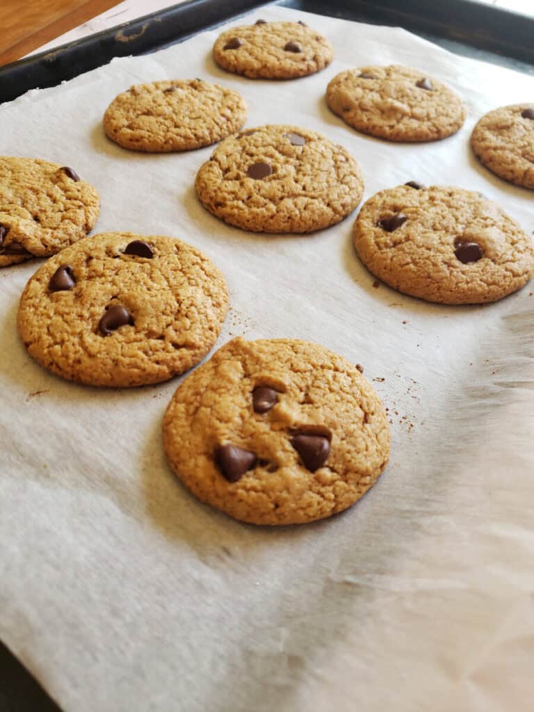 vegan cookies on a cookie sheet