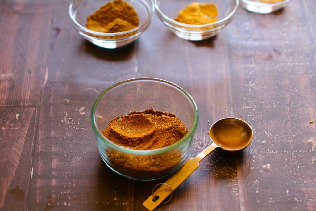 homemade curry powder in a glass container