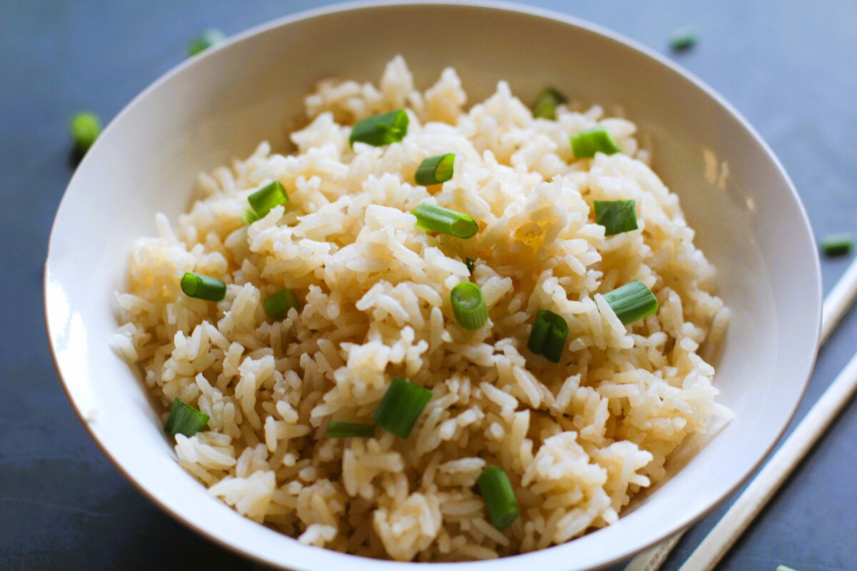rice in a white bowl