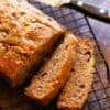 sugar free banana bread cooling on a wire rack