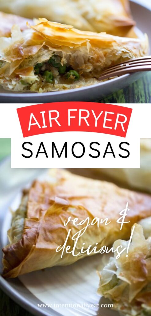 air fryer samosa recipe pin for pinterest