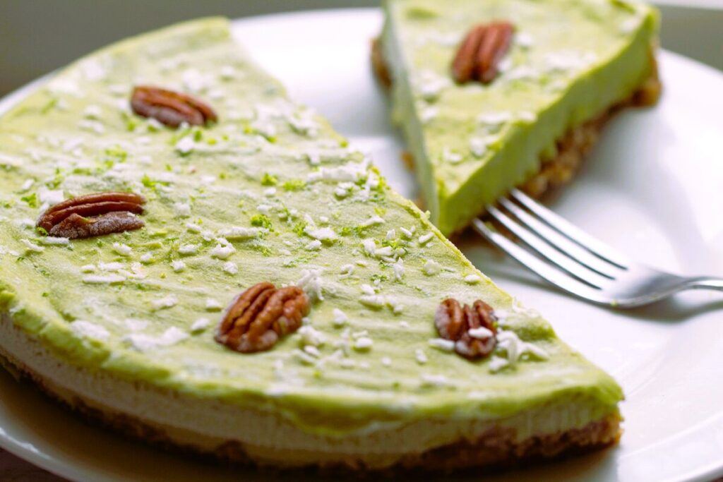 Key Lime Dairy Free Cheesecake on a plate