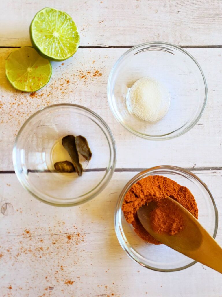 ingredients for Mexican Fruit Seasoning Copycat Tajin