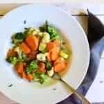 mixed vegetables in a white bowl