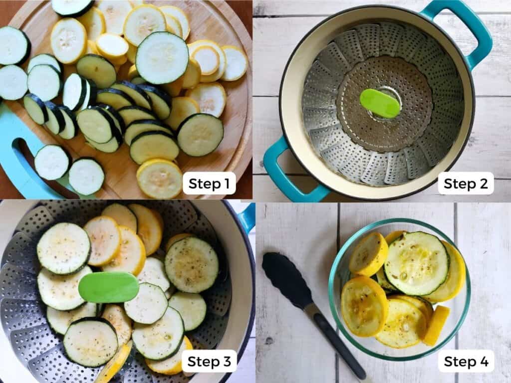 step by step instructions for steaming zucchini and squash
