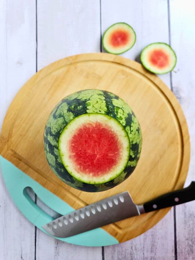 sliced watermelon on a cutting board