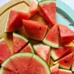 watermelon slices on a cutting board