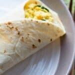 plant based breakfast burrito with tofu scramble