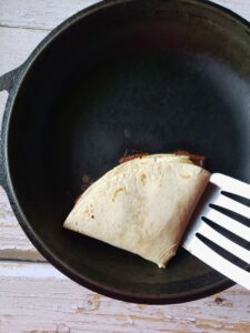 vegan tortilla wrap in a skillet