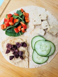 ingredients for a Mediterranean Hummus Wrap