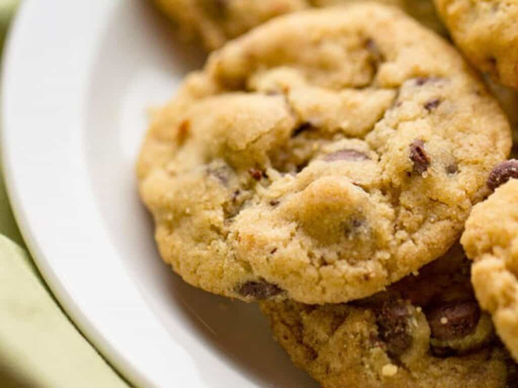 vegan chocolate chip cookies on a plate