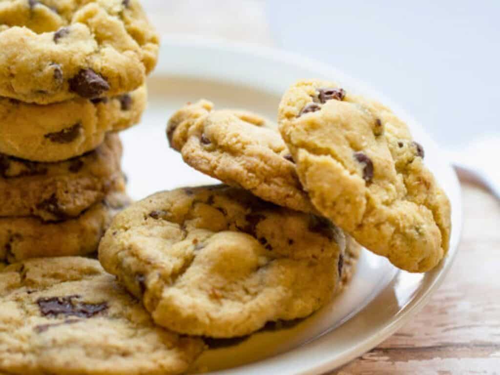 healthy chocolate chip cookies on a plate