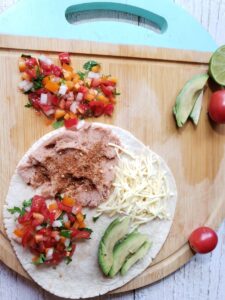 ingredients on a tortilla