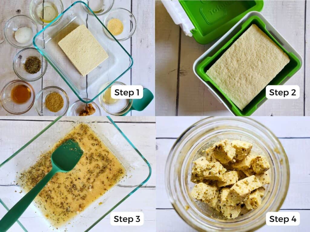 step by step directions for making vegan feta cheese