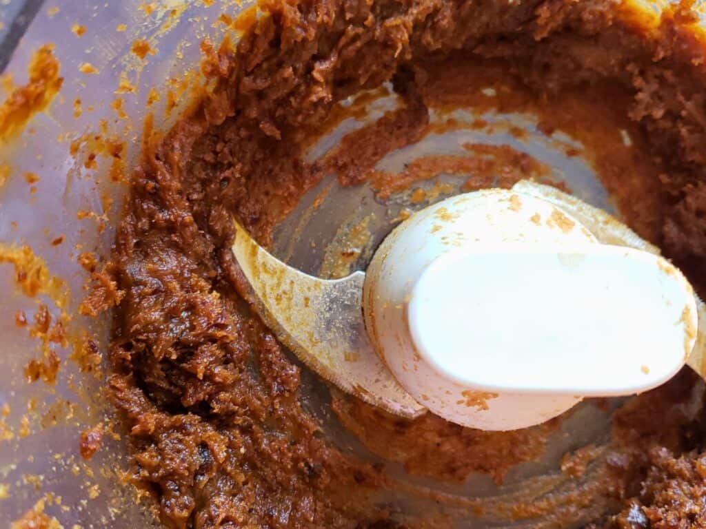 pumpkin fudge blended in a food processor