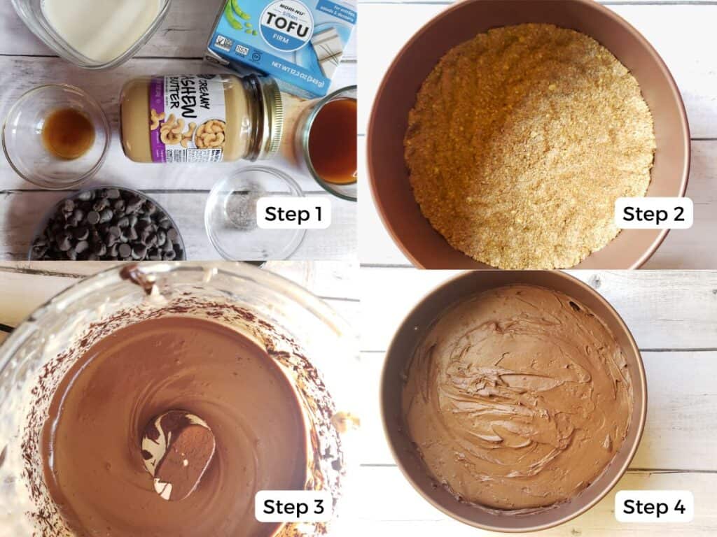 step by step directions to make a tofu cheesecake recipe