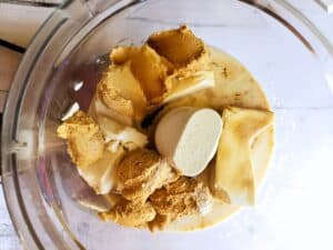 tofu cheesecake filling ingredients in a food processor
