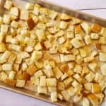 toasted bread on a sheet pan