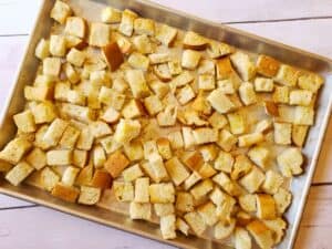 toasted bread on a sheet pan