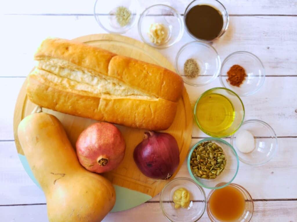 ingredients for a vegan butternut squash casserole