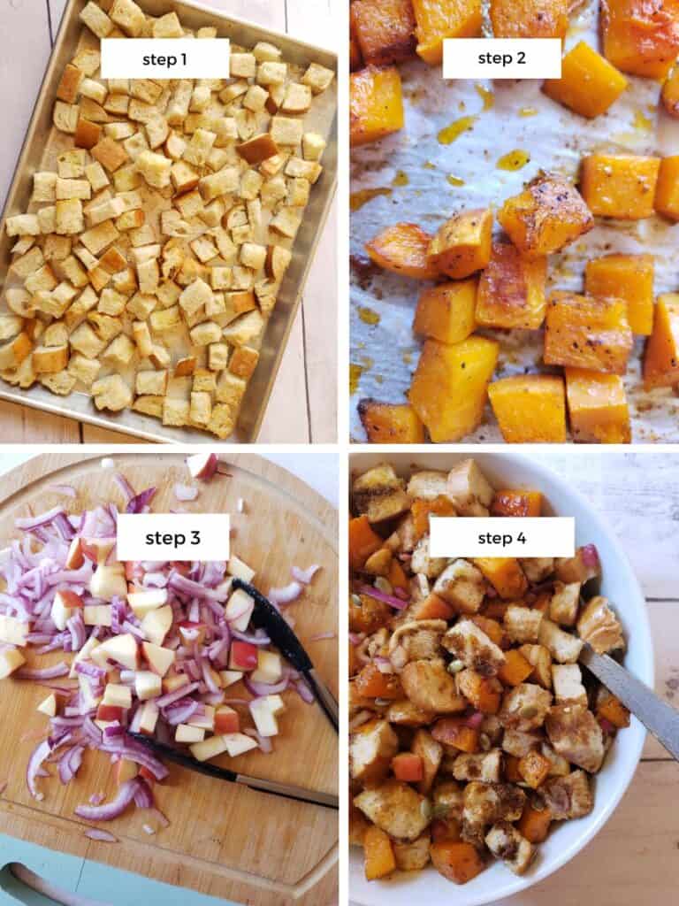 step by step directions for making butternut squash casserole