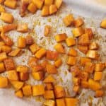 roasted butternut squash on a sheet pan