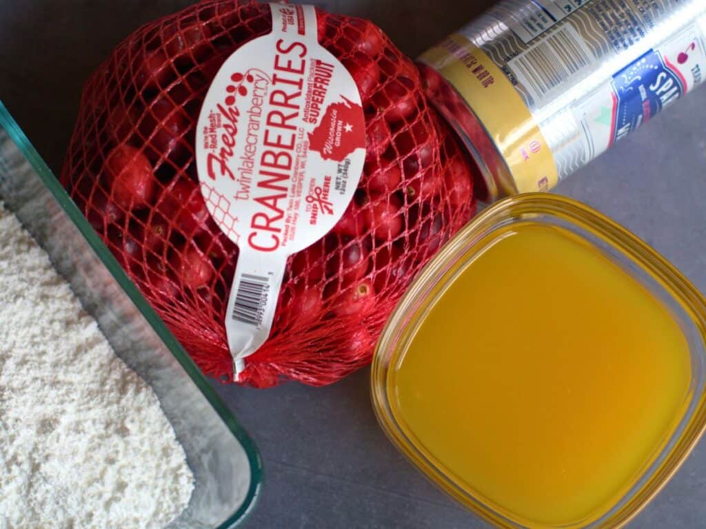 Ingredients for candied cranberries
