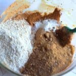 dry ingredients for a canned black eyed peas recipe in a mixing bowl
