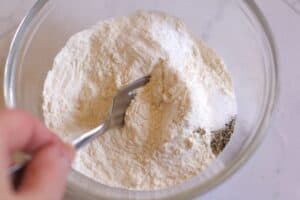 flour and spices being mixed