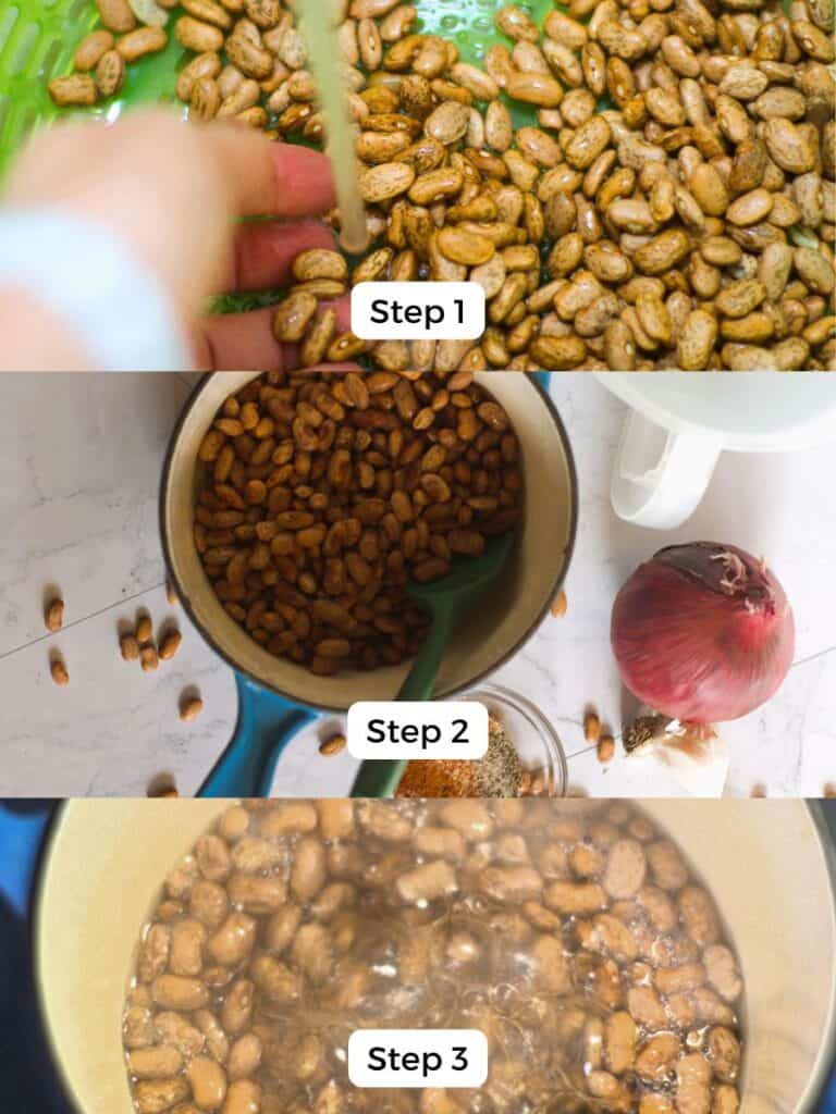step by step directions for making a fresh pinto bean recipe