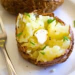 air fried potato with butter and green onion