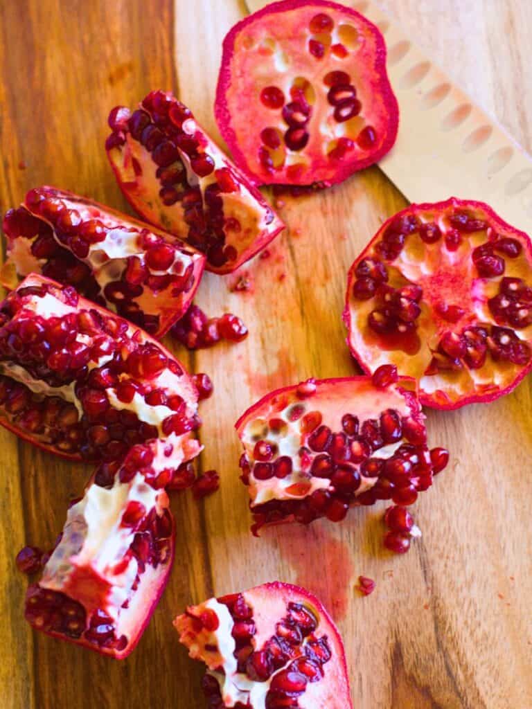 pomegranate broken into pieces