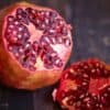a pomegranate with the top cut off