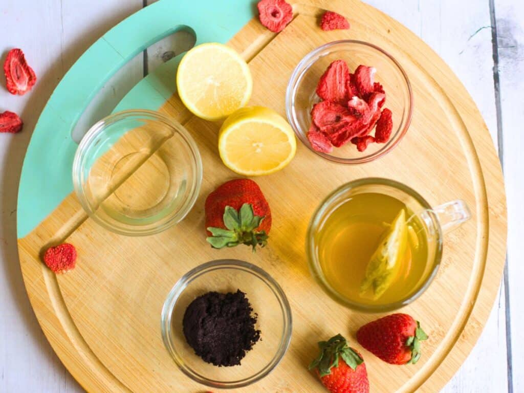 ingredients for a strawberry acai refresher 