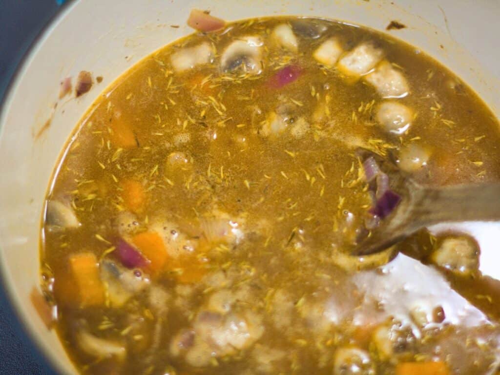 A stock pot full of Irish Stew