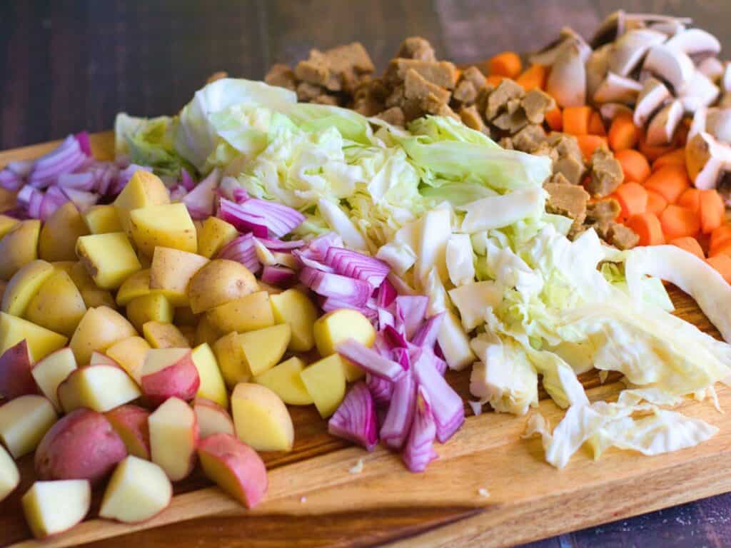 chopped vegetables on a cutting board